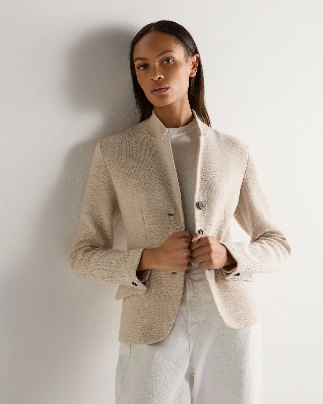 Women's Coats with ZipperWomen's Wool Cashmere Utility Blazer Ecru White