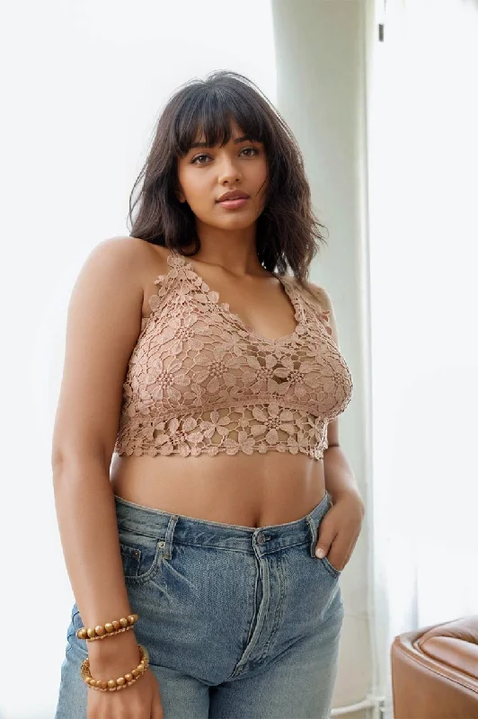 plus-size backless bra with clear strapsCrochet Daisy Longline Bralette Plus