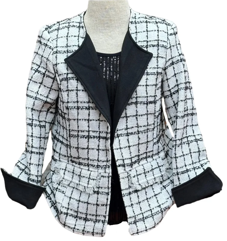 Women's Puffer CoatsBlack & White Tweed Short Jacket by Multiples