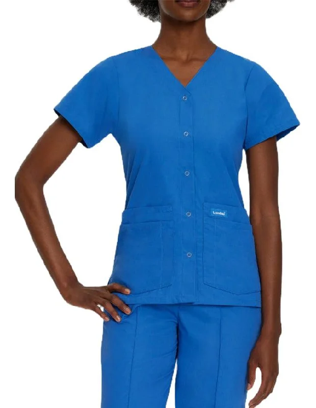 Women's Coats with ZipperLandau Women's V-Neck Snap Front Solid Nurse Scrub Top