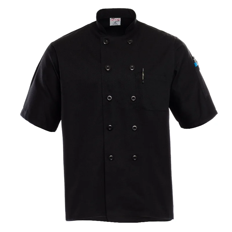 Women's Coats with Fur TrimmedBlack Short-Sleeve Chef Coat 4601