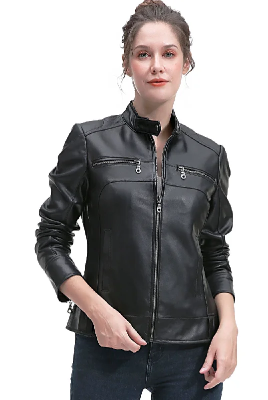 Women's Coats with Fur TrimBGSD Women Adele Lambskin Leather Jacket