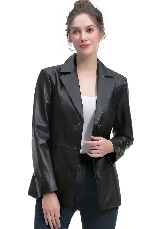 Women's Coats with ButtonsBGSD Women Reyna Lambskin Leather Blazer Jacket