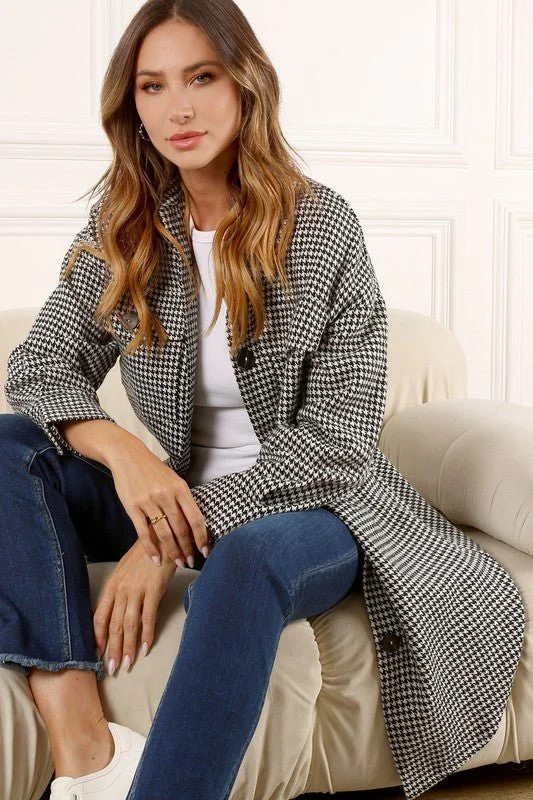 Women's Coats with BeltCheckered Long Shacket