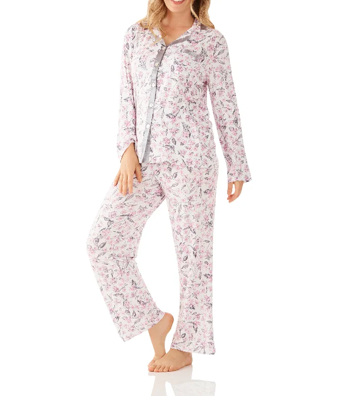 women's pajamas in a cozy, plush fabricPYJAMA SET - LONG SLEEVES - JASMINE FLORAL PATTERN