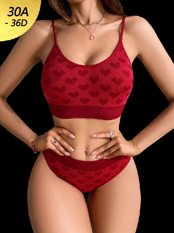 seamless bra for minimizersSexy Heart Pattern Sports Seamless Wireless Bra Set