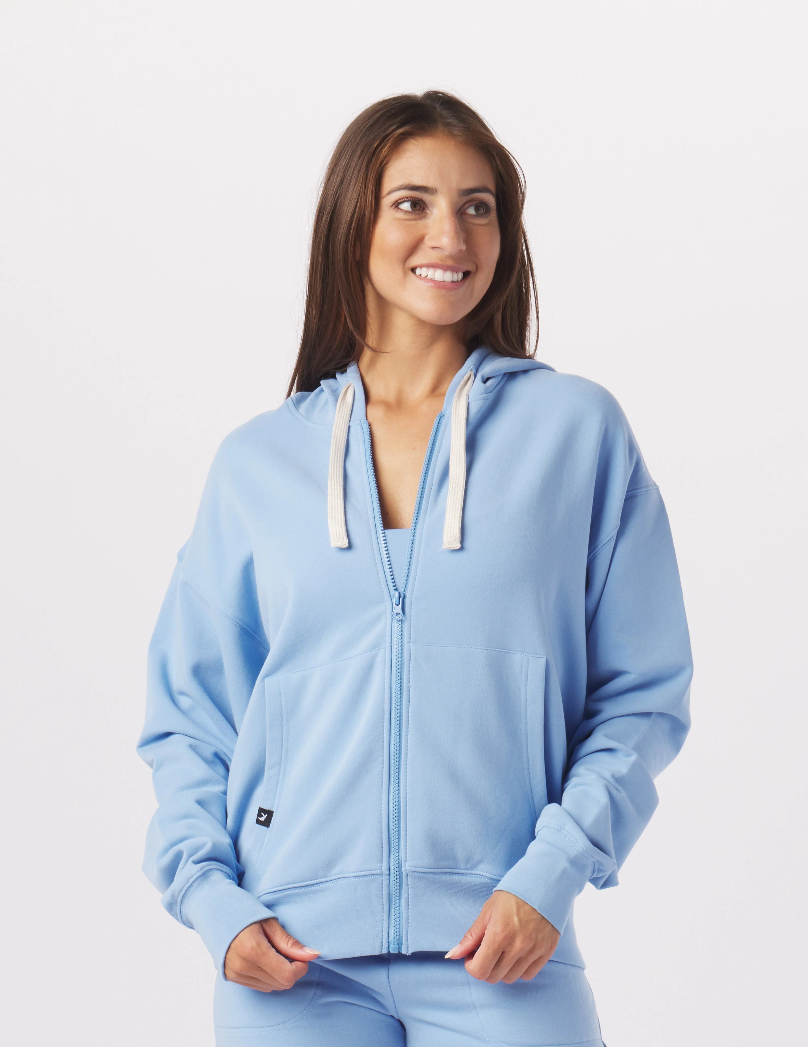 Women's Coats with Fur Trimmed BeltVintage Oversized Zip Up: Ice Blue