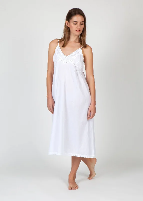 women's pajamas with cozy footiesNIGHTIE - LACE COTTON SLIP