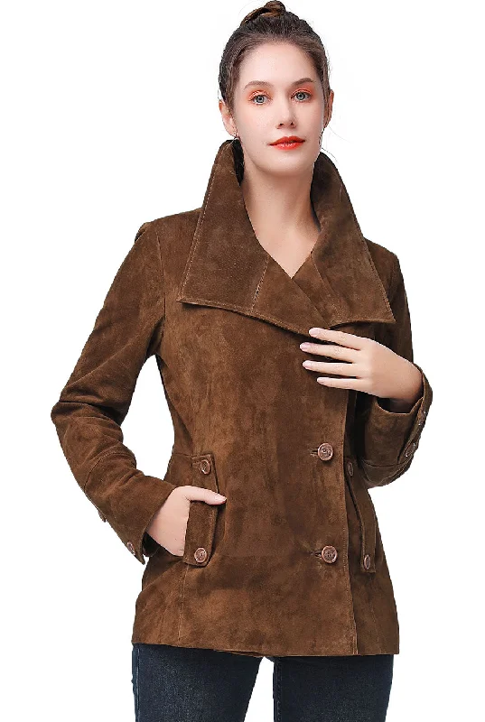 Women's Coats with Fur Trimmed SleevesBGSD Women Jane Suede Leather Jacket