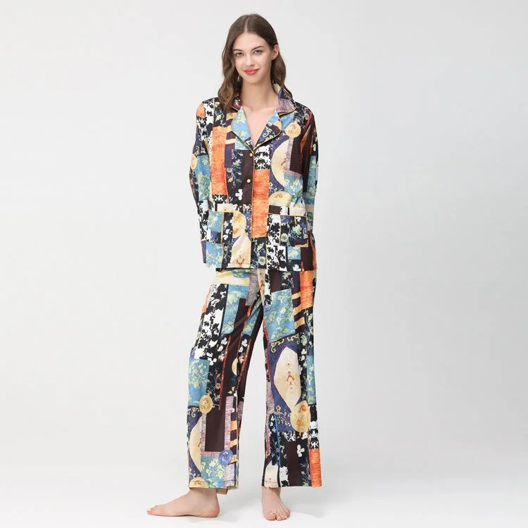 women's pajamas in bold patternsVintage Maze Long Pyjamas