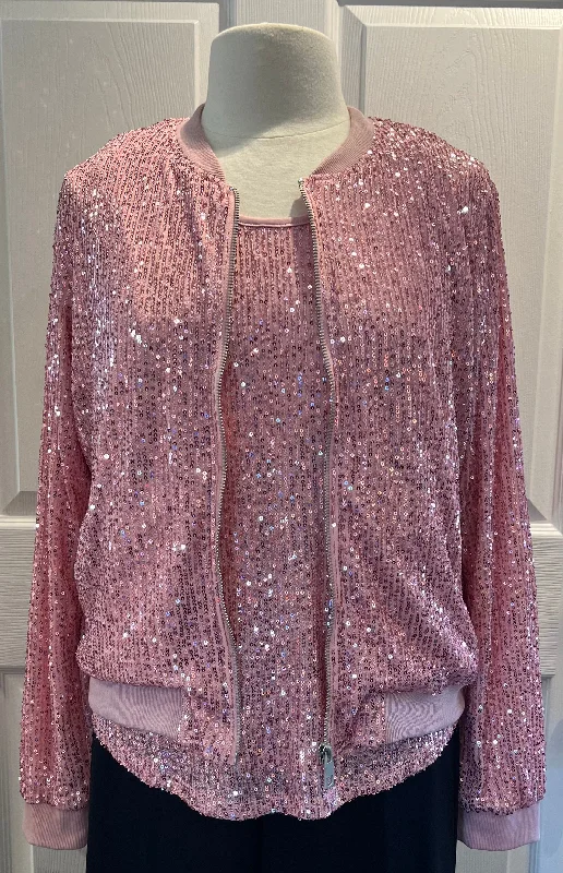 Women's Puffer CoatsPink Sequin Bomber Jacket