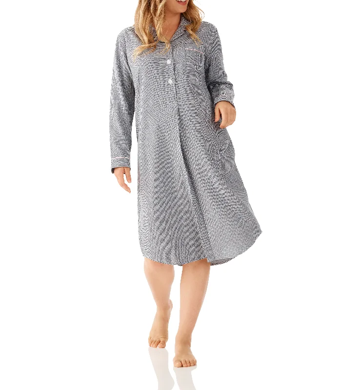 women's pajamas for campingNIGHTSHIRT - LONG SLEEVES - HOUNDSTOOTH PATTERN