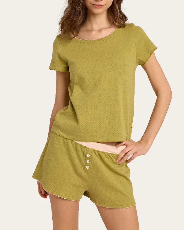 women's pajamas with pocketsBaby Jean Tee in Olive