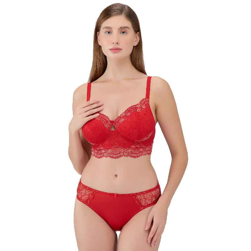 racerback sports braPadded Full coverage and Wired Fashion Lingerie Set Red