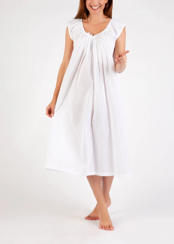 women's pajamas designed for those who believe in sweet dreams and cozy nights.NIGHTIE - CAP SLEEVES  - WHITE HAIL SPOT - TILLY