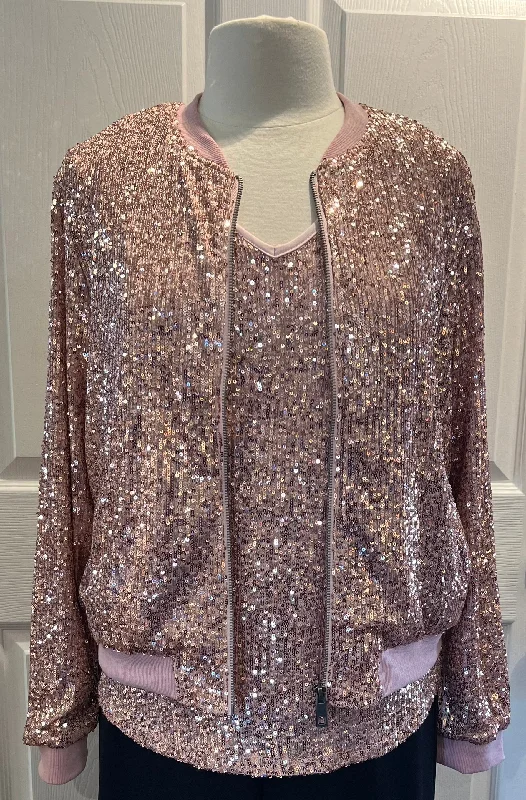 Women's Denim CoatsRose Gold Sequin Bomber Jacket