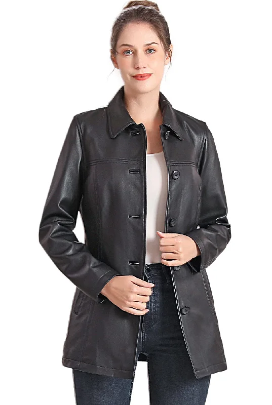 Women's Coats with Fur Trimmed CollarBGSD Women Evie Lambskin Leather Car Coat