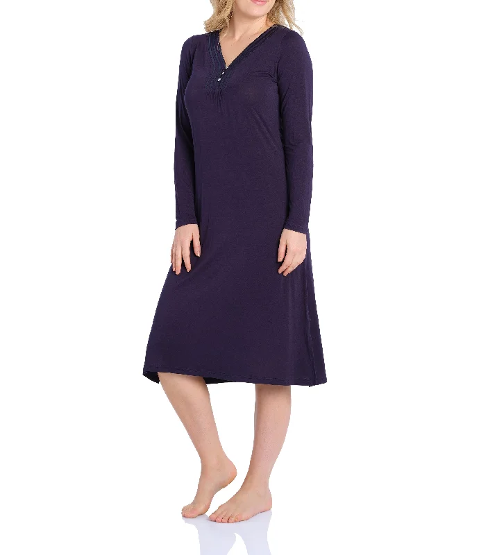 women's pajamas with a blend of comfort, style, and functionalityNIGHTIE - DEEP BLUE - HENLEY