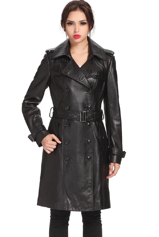 Women's Coats with ZipperBGSD Women Nadine Lambskin Leather Trench Coat