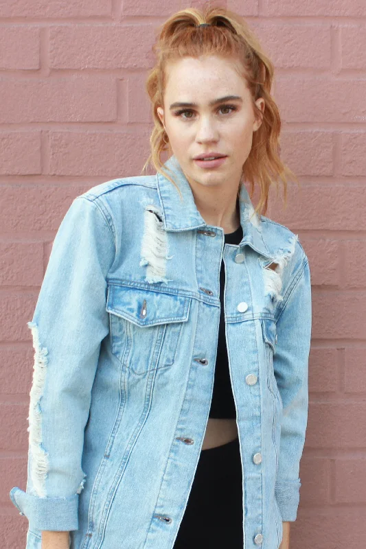 Women's Long CoatsTotal Destruction Oversized Denim Jacket