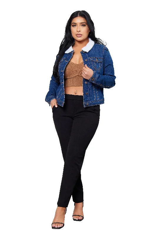 Women's Coats with SleevesClassic Jacket with Sherpa Denim Mix