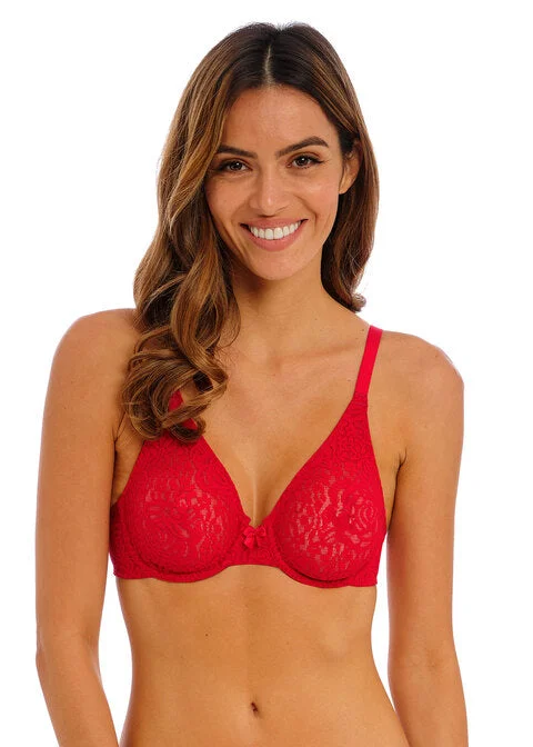 plus-size lace overlay nursing braHalo Lace Barbados Cherry UW Moulded Bra