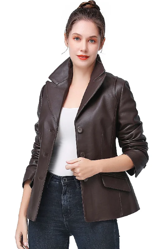 Women's Coats with Fur TrimBGSD Women Emma Lambskin Leather Blazer