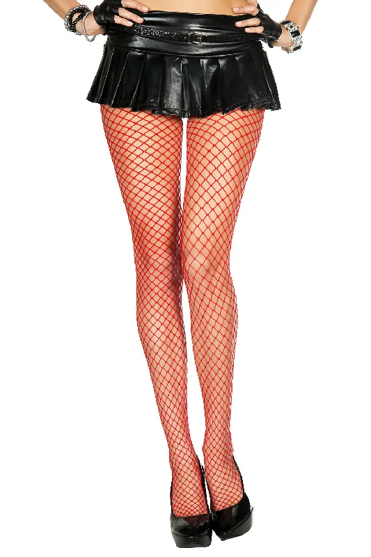 Mini Diamond Net Spandex Pantyhose - One Size - Red