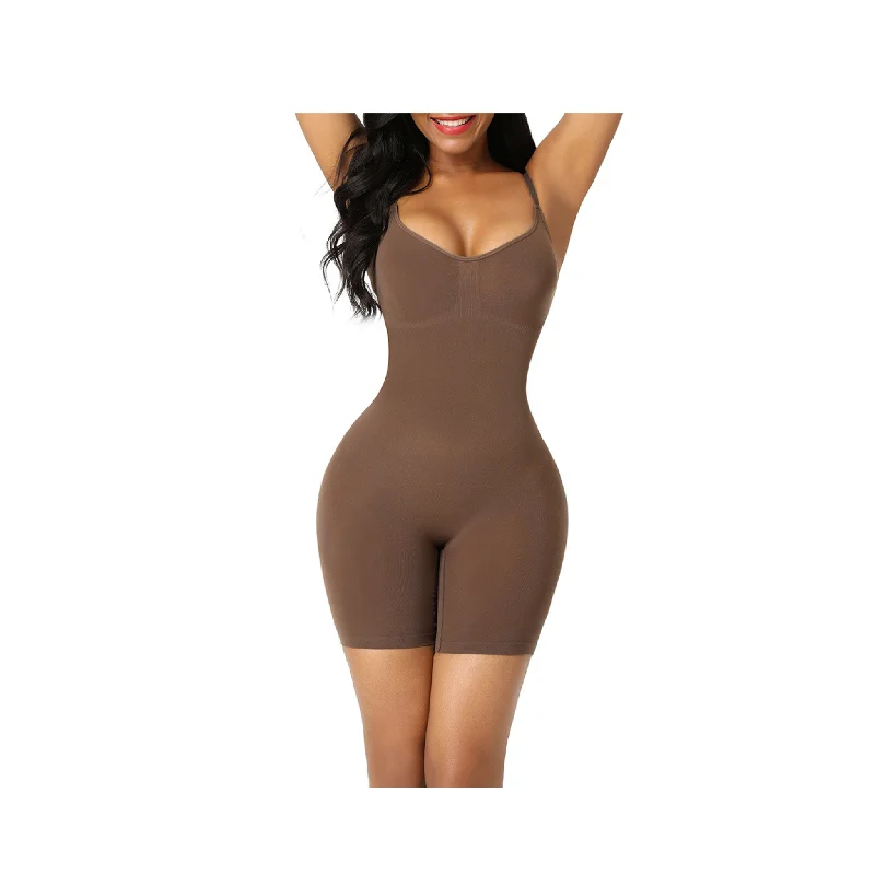 body shaper with silicone grip strips for no-slip wearCocoa Brown Smoothing Bodysuit