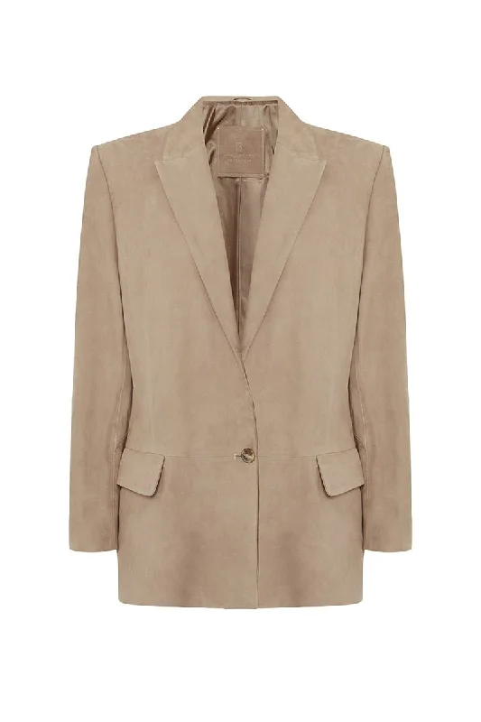 Women's Button-Up CoatsIlaria Women's Nubuck Oversize Blazer Jacket