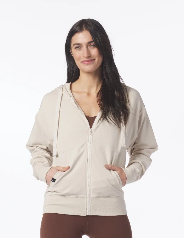 Women's Coats with HoodVintage Oversized Zip Up: Oatmilk