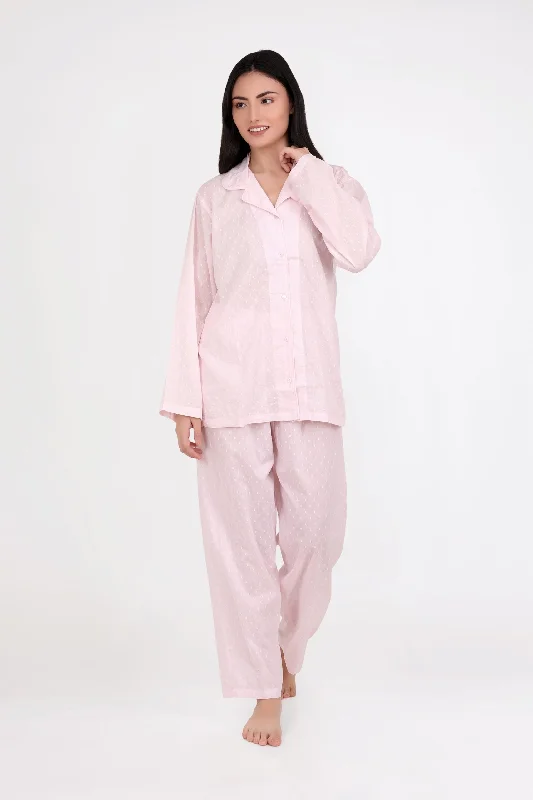 women's pajamas for cozy bedtime routinesPYJAMA SET - LONG SLEEVES - PINK - MATILDA