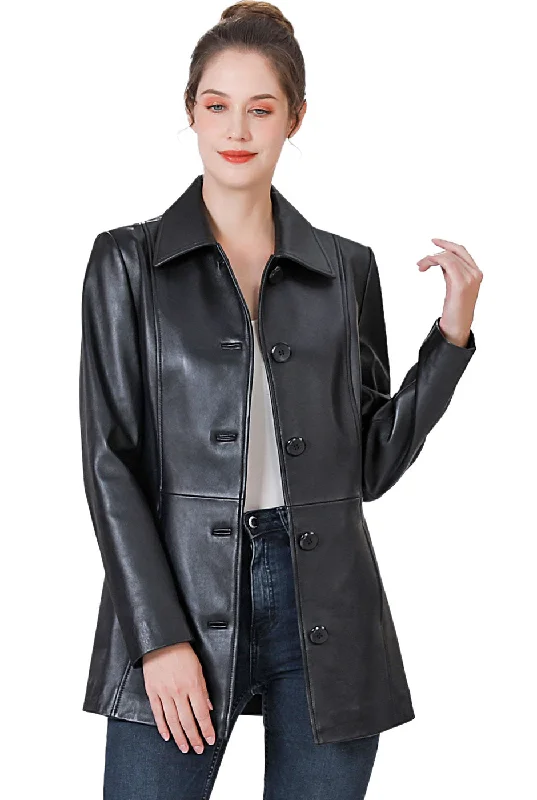 Women's Coats with Fur Trimmed PocketsBGSD Women Dana Lambskin Leather Car Coat