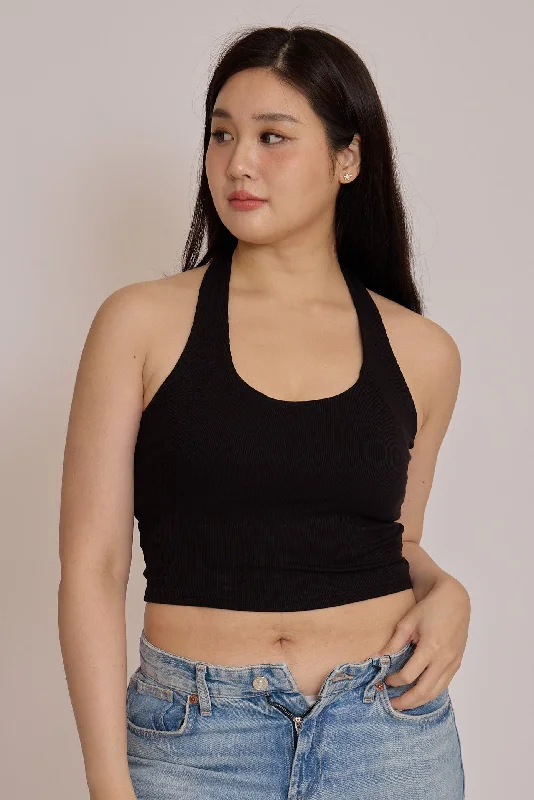 wireless bra with front closure for comfort繞頸露背 Bra Top｜黑