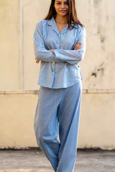 women's pajamas with pocketsScales Blue Pajama Set