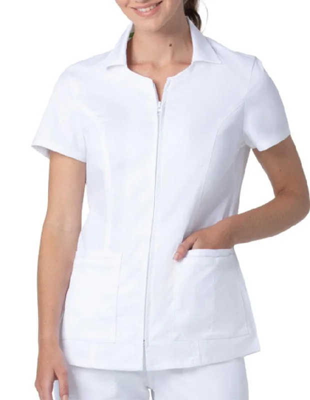 Women's Coats with Fur Trimmed ButtonsLandau ProFlex Women's Collared Zip Front Solid Scrub Top