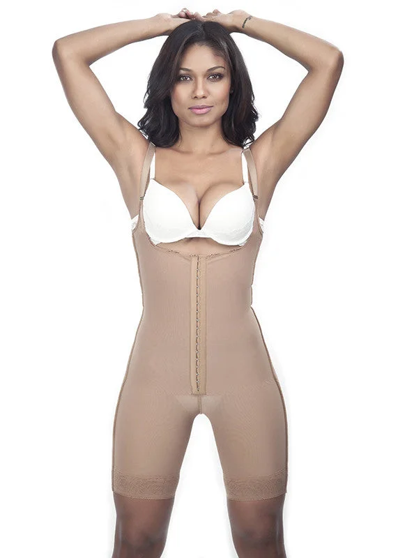 body shaper with mesh panels for breathabilityThin Strap Girdle - Half Leg -1636