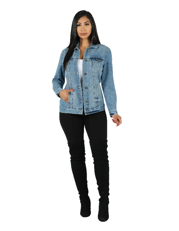 Women's Coats with Fur Trimmed ButtonsDream Denim Oversized Jacket