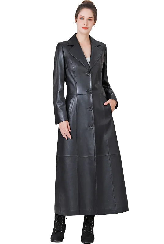 Women's Coats with Fur Trimmed HoodBGSD Monogram Collection Women Lambskin Leather Maxi Coat