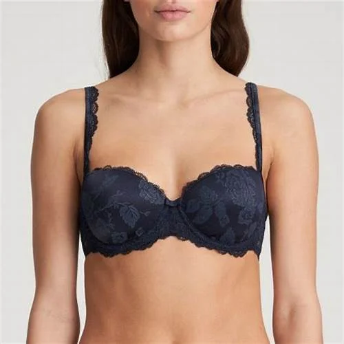 convertible plunge bra with lace trimMarie Jo Sylvia Balcony Padded Bra 122469