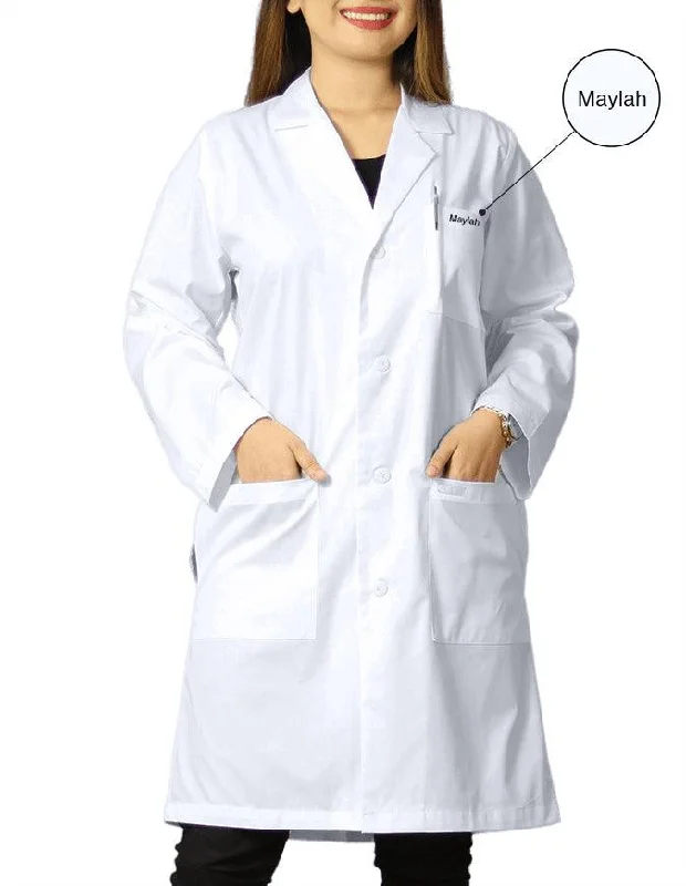 Women's Trench CoatsFree Embroidery Unisex Classic Long White Lab Coat