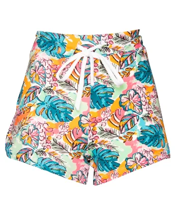 women's pajamas with elastic waistbandsAmanda Blu Tropical Monstera Leaf Pajama Shorts