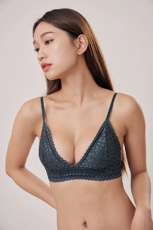 seamless sports bra for swimming柔絲・軟蕾絲法式三角杯｜千歲綠