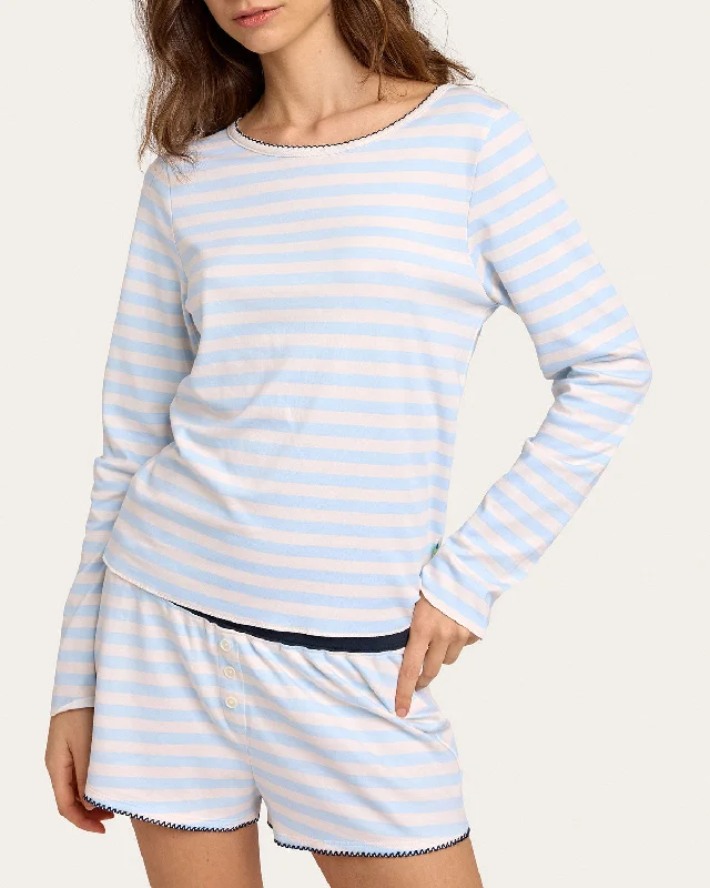 women's pajamas for cold weatherEllie Tee in Cloud Stripe