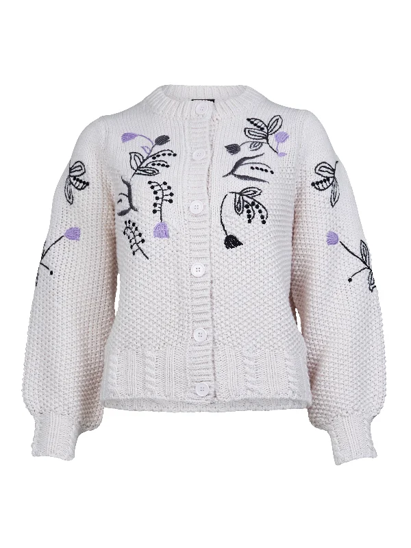 Women's Lapel Collar SweatersYOALI cardigan - Bone mix