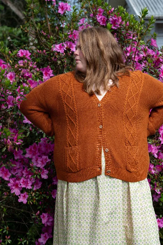 Women's Square Collar SweatersCharli Cardigan Rust