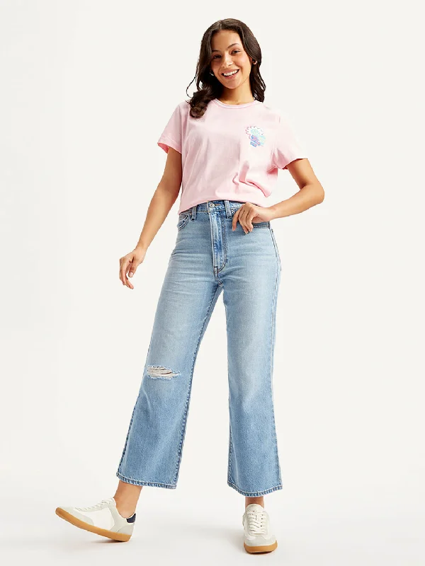 Women's Cropped PantsWomen's High Rise Ribcage Cropped Bootcut Light Blue Jeans