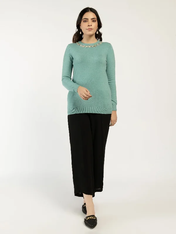 Women's Round Neck SweatersRhinestone Sweater