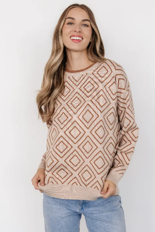 Women's Fair Isle SweatersAsther Diamond Sweater | Oatmeal + Camel