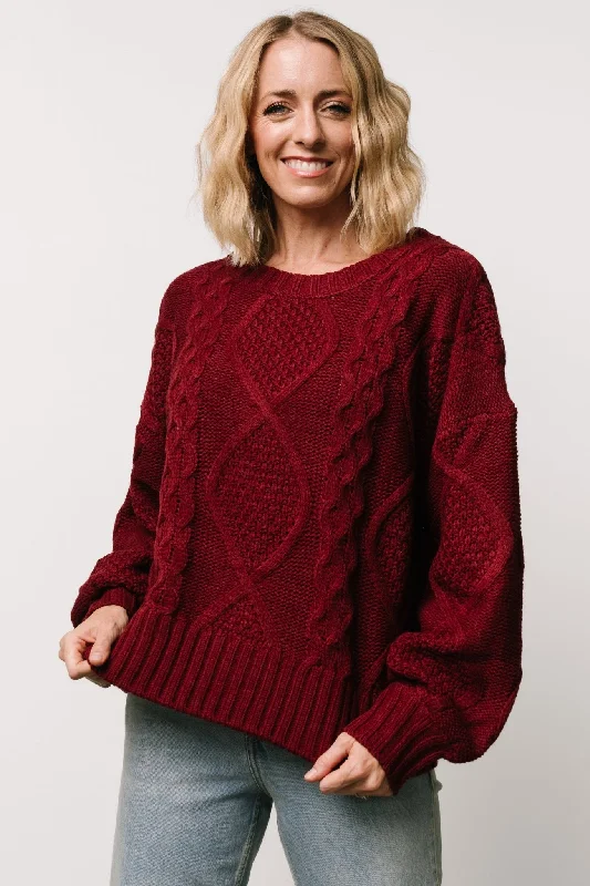 Women's Low Collar SweatersAnthony Knit Sweater | Wine